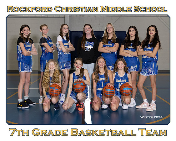 Rockford Christian MS 7th Grade Girls Basketball Winter 2024 Team