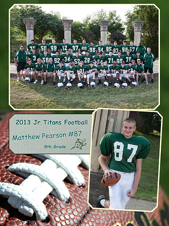 Jr Titans Football Memory Mate 8th Grade Matthew Pearson #87