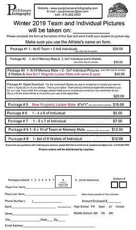 RC Winter 2019 Sports Order Form Page 1
