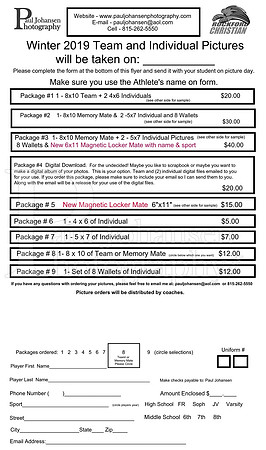RC Winter 2019 Sports Order Form Page 1
