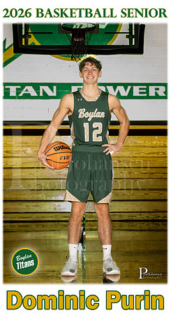 Boylan Boys Basketball Senior Banner 2026 Dominic Purin