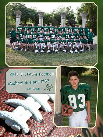 Jr Titans Football Memory Mate 8th Grade Michael Bremer #83