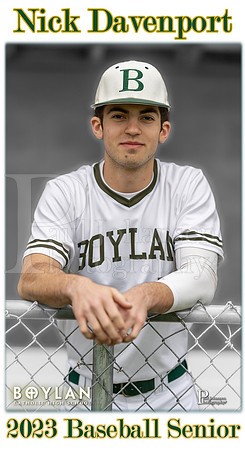Boylan Spring 2023 Boys Baseball  Seniors Banner Nick Davenport Version 2