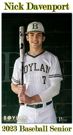 Boylan Spring 2023 Boys Baseball  Seniors Banner Nick Davenport