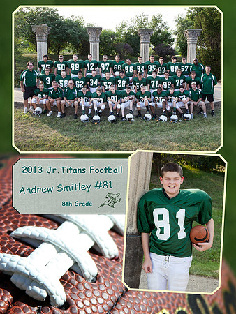 Jr Titans Football Memory Mate 8th Grade Andrew Smitley #81