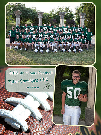 Jr Titans Football Memory Mate 8th Grade Tyler Sardegna #50