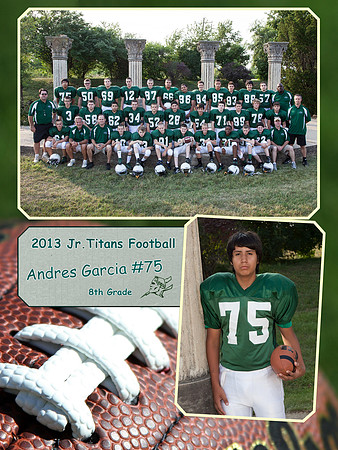 Jr Titans Football Memory Mate 8th Grade Andres Garcia #75