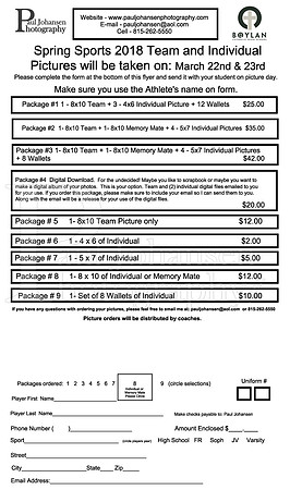 Boylan Spring 2018 Sports Order Form Page 1