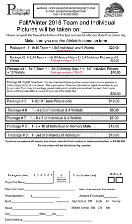 RC Fall 2018 Sports Order Form Page 1