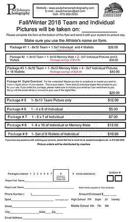 RC Fall 2018 Sports Order Form Page 1