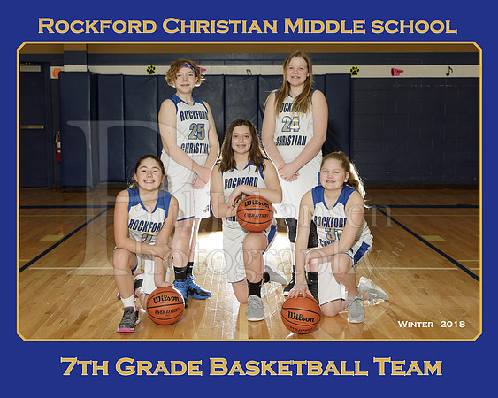 Rockford Christian MS 7th Grade Girls Basketball Team 8x10 Fall 2018