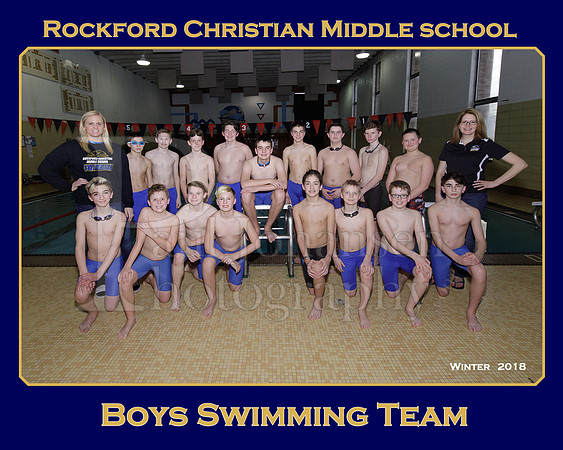 Rockford Christian MS Boys Swimming Team 8x10 Winter 2018