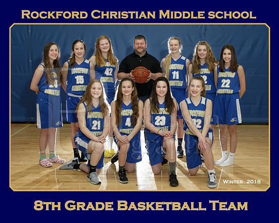 Rockford Christian MS 8th Grade Girls Basketball Team 8x10 Fall 2018
