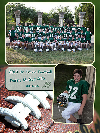 Jr Titans Football Memory Mate 8th Grade Danny McGee #22