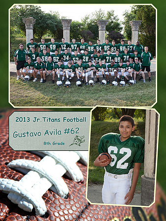 Jr Titans Football Memory Mate 8th Grade Gustavo Avila #62