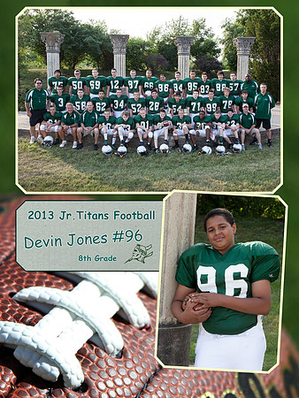 Jr Titans Football Memory Mate 8th Grade Devin Jones #96