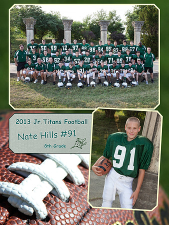 Jr Titans Football Memory Mate 8th Grade Nate Hills #91
