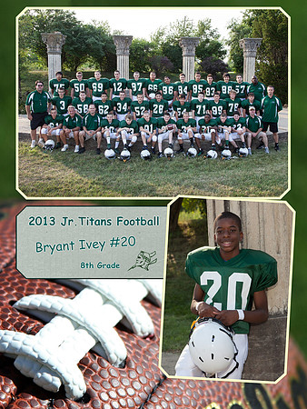 Jr Titans Football Memory Mate 8th Grade Bryant Ivey #20