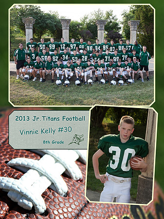 Jr Titans Football Memory Mate 8th Grade Vinnie Kelly #30