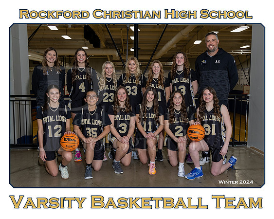 Rockford Christian Girls Varstiy Basketball Winter 2024 Team