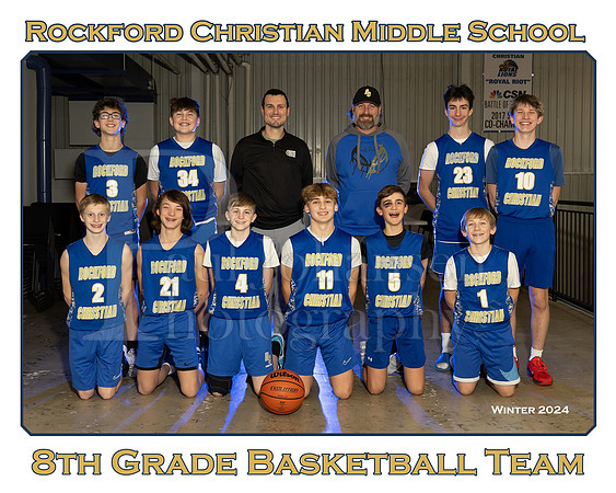 Rockford Christian MS 8th Grade Boys Basketball Winter 2024 Team