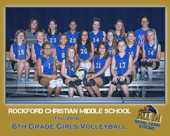 Rockford Christian Team 8x10 Fall 2016 MS 6th Grade Volleyball