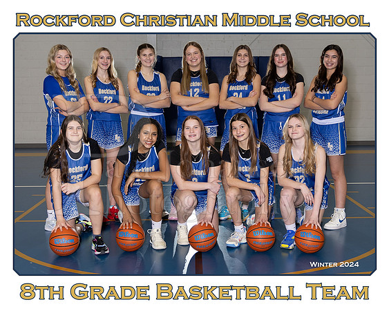 Rockford Christian MS 8th Grade Girls Basketball Winter 2024 Team